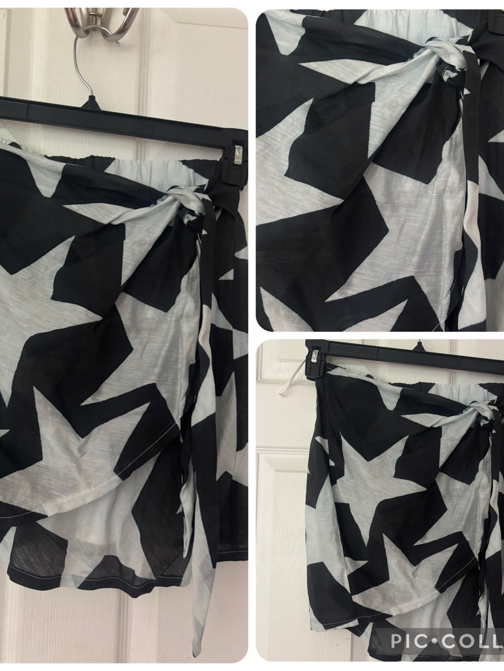 Judith March Black and White Abstract Wrap Skirt